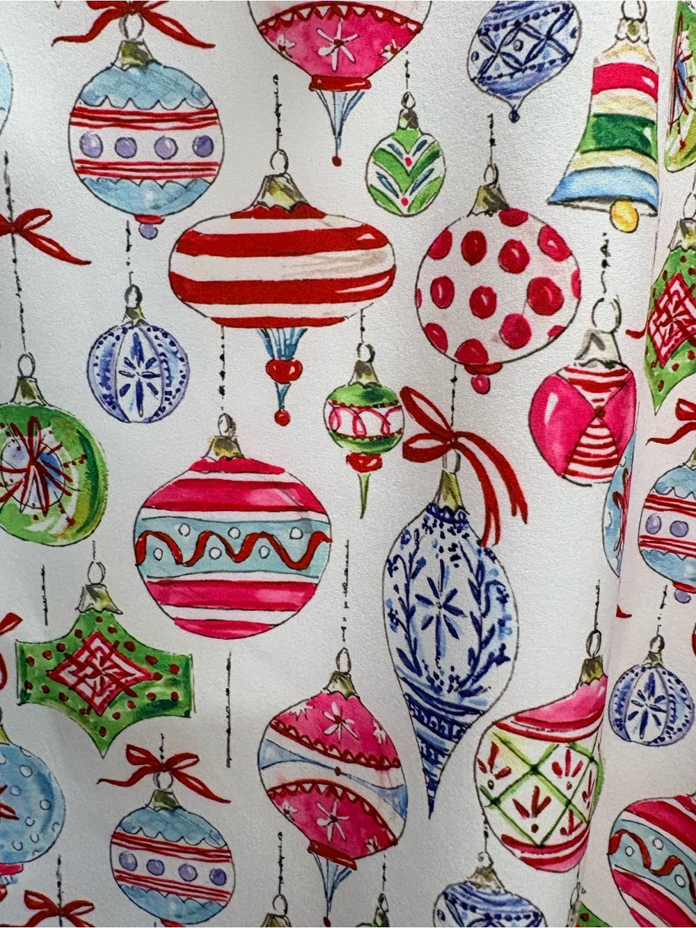 Women’s White Holiday Ornament Print with ruffled neckline. Size L NWOT!!! - Picture 4 of 6